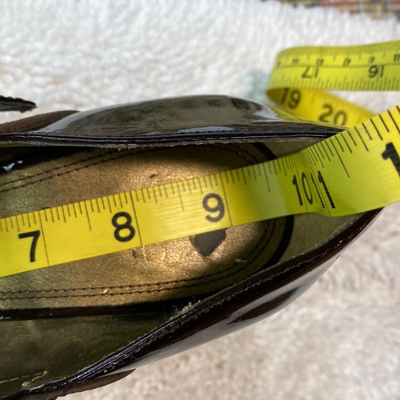 Womens FRANCO SARTO Thick heeled PUMPS W/ Buckle Strap Brown Suede & Patent!👠❤️ - Picture 2 of 10